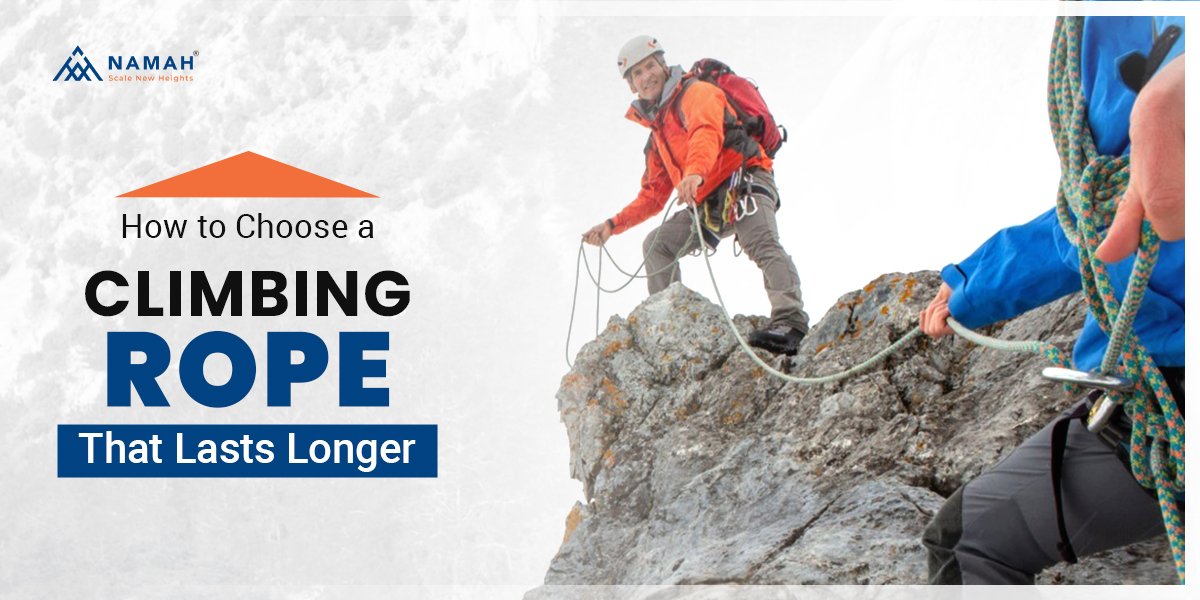 A man is standing on a rock with the help of the best climbing ropes