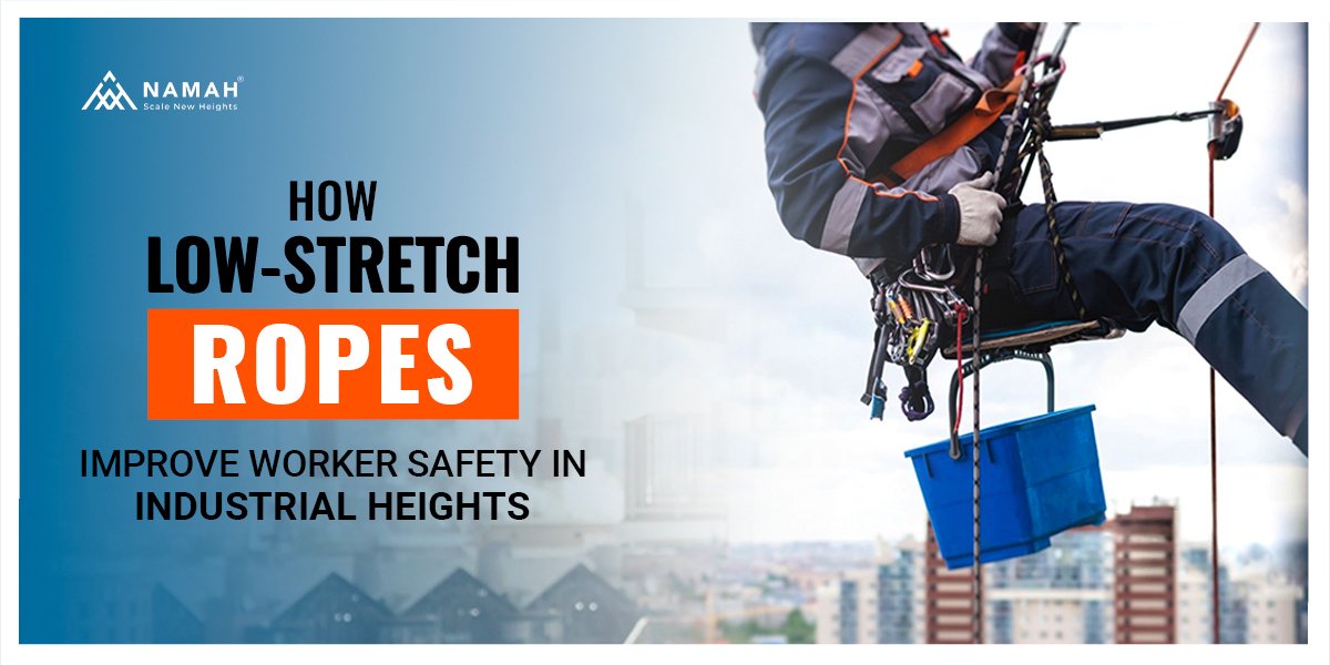 A worker is balancing himself in the air with the help of Low-Stretch Ropes