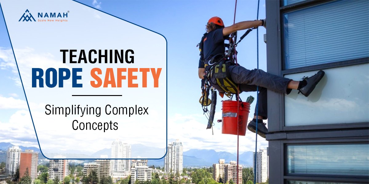 A man is taking care of Teaching Rope Safety guidelines while working on heights