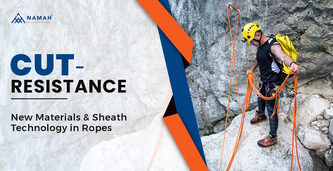 Climber Using Cut Resistant Ropes With Advanced Sheath Technology For Safety On Rocky Terrain
