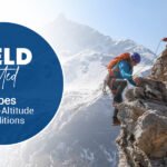 A man is climbing on a high altitude mountain with the help of Field-Tested Ropes