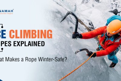 Ice Climbing Ropes - A Man Is Climbing On Ice Mountains Ice Climbing Ropes - A Man Is Climbing On Ice Mountains