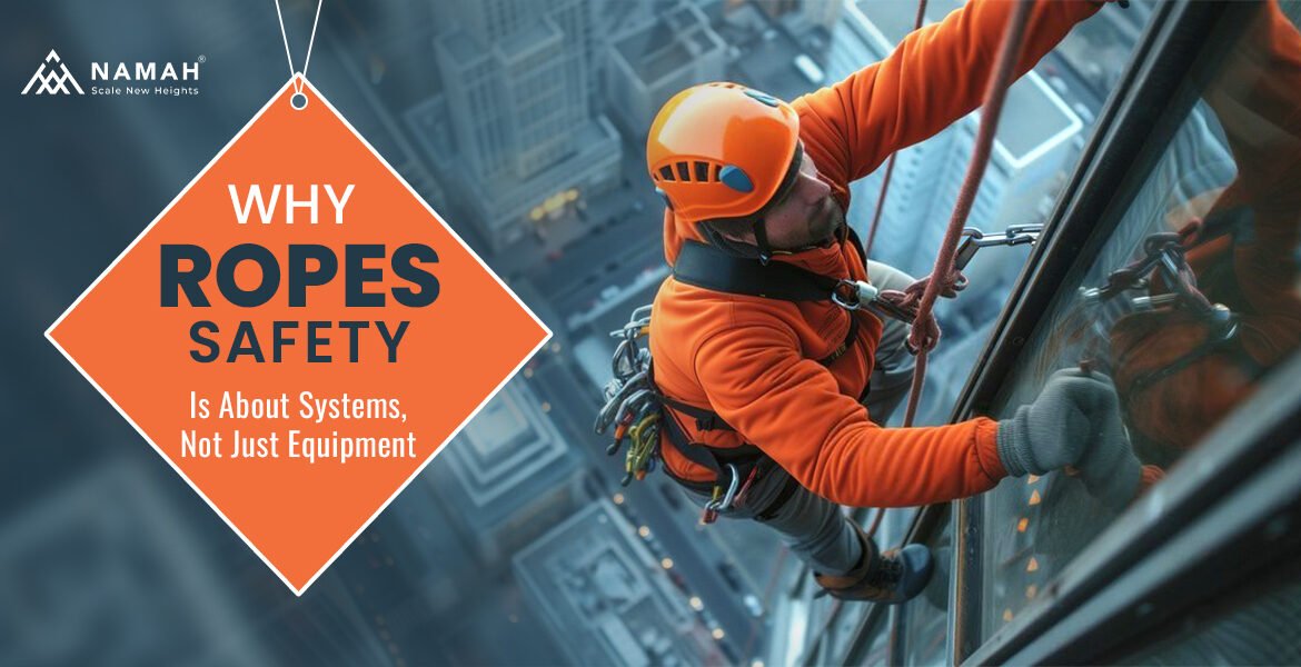 A Man Is Understanding Rope Safety System For Work At Height
